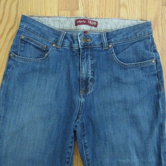 IZOD WOMEN'S SIZE 6 JEANS CAPRIS MED BLUE SLUB STRETCH DENIM JUST RIGHT CROPPED - Picture 2 of 11